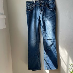 Red camel low rise jeans